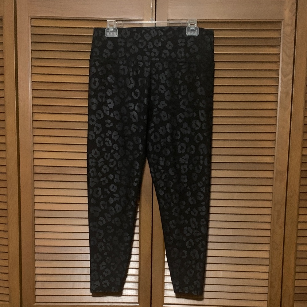 Sage Black Leopard Print Athletic Leggings XXL